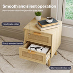 Levede Bedside Table Rattan 2 Pack Drawers Nightstand 57cm Bedroom Bamboo