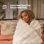 Electric Heated Blanket With Faux Rabbit Fur And Auto Shut Off Cream