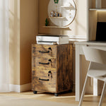 3 Drawer File Cabinet Rolling Filing Cabinet For A4 And Letter | Rustic Brown