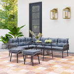 6 Piece Rattan Set, 8 Seater Corner Sofa