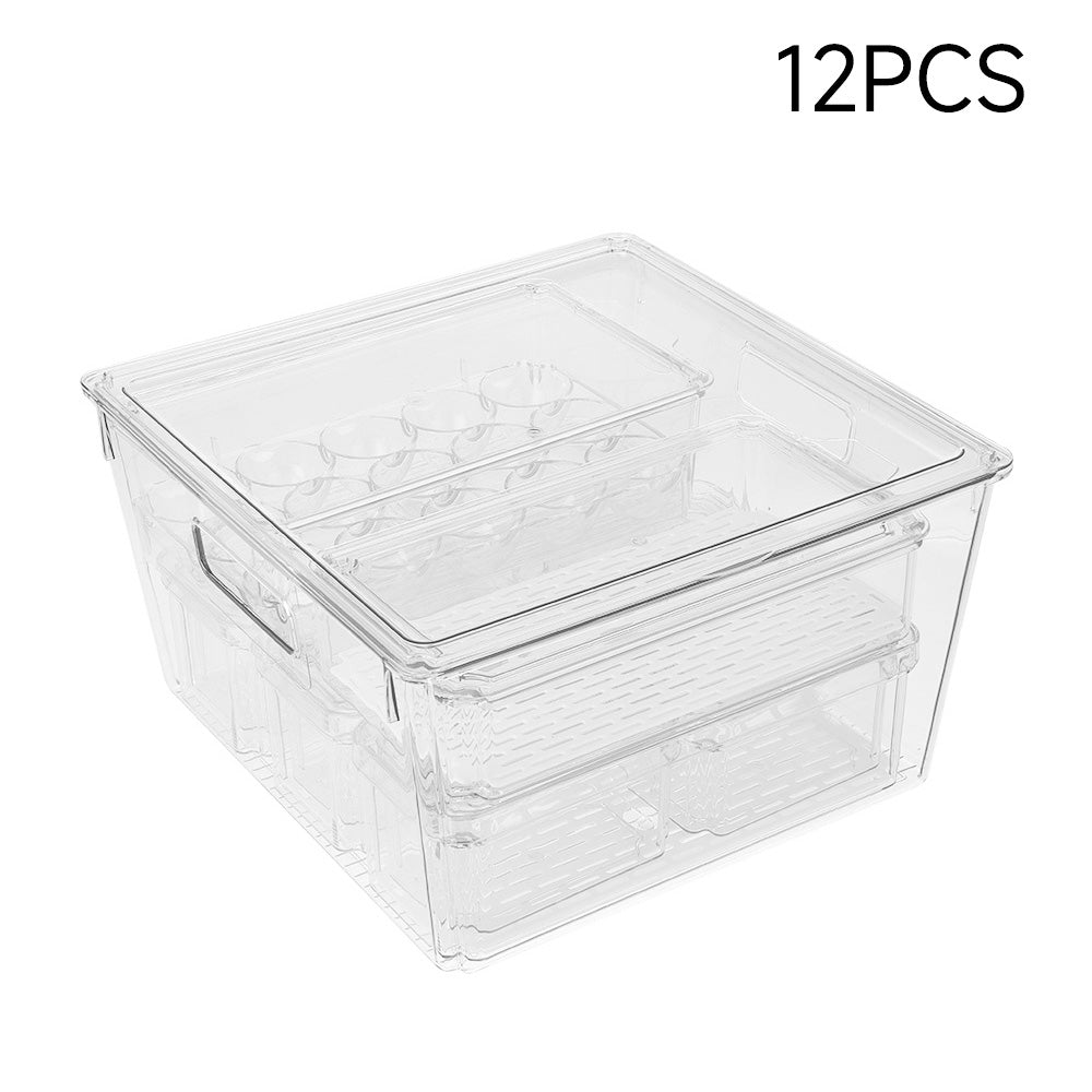 Stackable Clear Fridge Organisers Storage Boxes | Set-of-12