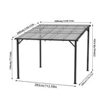 Outdoor Wall-mounted Gazebo Canopy With Polycarbonate Roof, Heavy Duty Patio Pergola Shelter, Uv Resistant Waterproof Sunshade | Medium | Grey