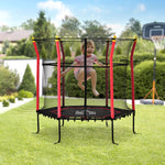 5.2ft Kids Trampoline With Enclosure Indoor Outdoor For 3-10 Years | Red