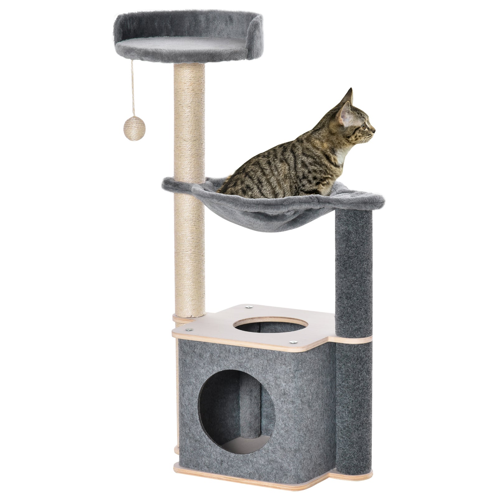 Cat Tree Tower Climbing  Activity Center With Sisal Scratching Post, Grey