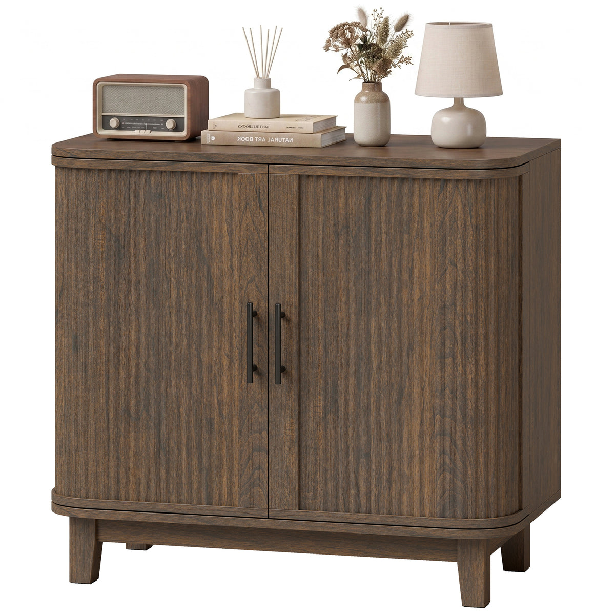 Sideboard With 2 Curved Doors And Adjustable Shelf | Brown