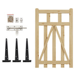 76cm/90cm/120cm Wx120cm H Classic Wooden Garden Gate With Lock Natural Finish, Vertical Slat Design | Small | Natural