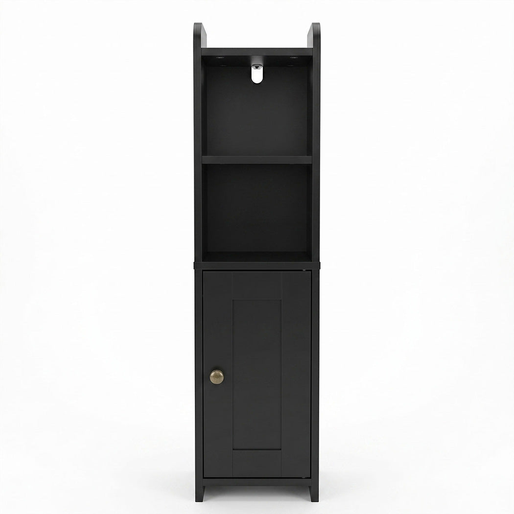 Bathroom Cabinet Slim Corner Storage Adjustable Shelves Pb Mdf | Black