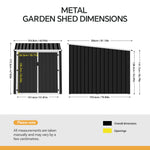 Lockable Outdoor Bike Storage Shed For Cycling, Double Door Metal Shed With 3 Adjustable Bike Racks, Pent Roof, Weatherproof Garden Shed
