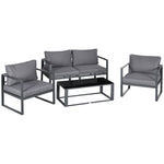 Outsunny 4 Pieces Garden Sectional Sofa Table Furniture Set Aluminium