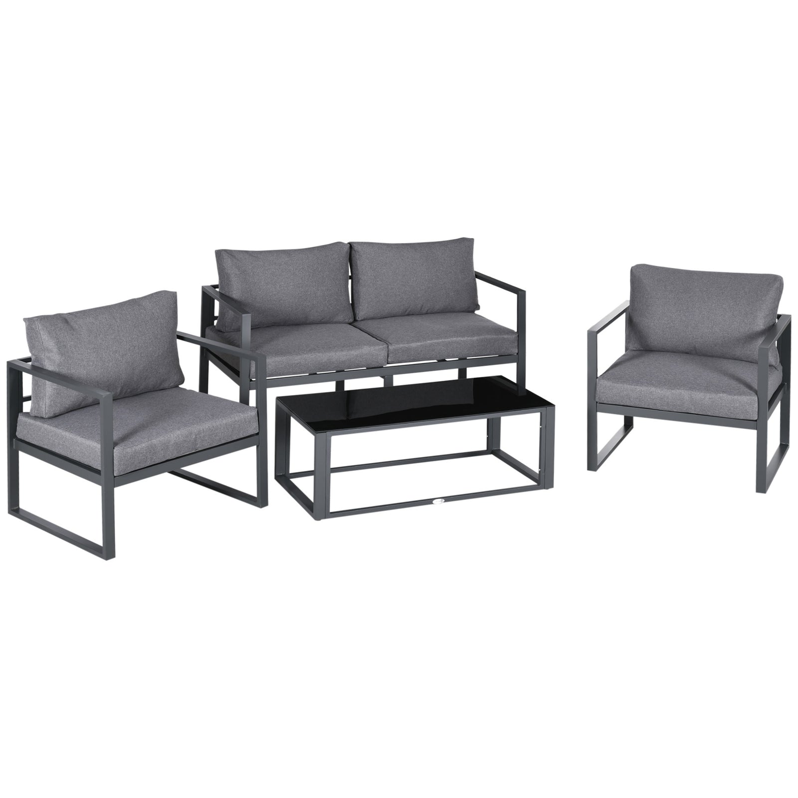 Outsunny 4 Pieces Garden Sectional Sofa Table Furniture Set Aluminium