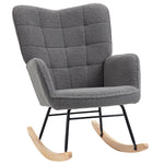Wingback Rocking Chair For Nursing W/ Steel Frame | One Size | Dark Gray