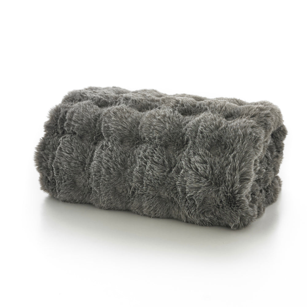 Vancouver Textured Tip Dye Faux Fur Throw | 130cm x 170cm | Gray