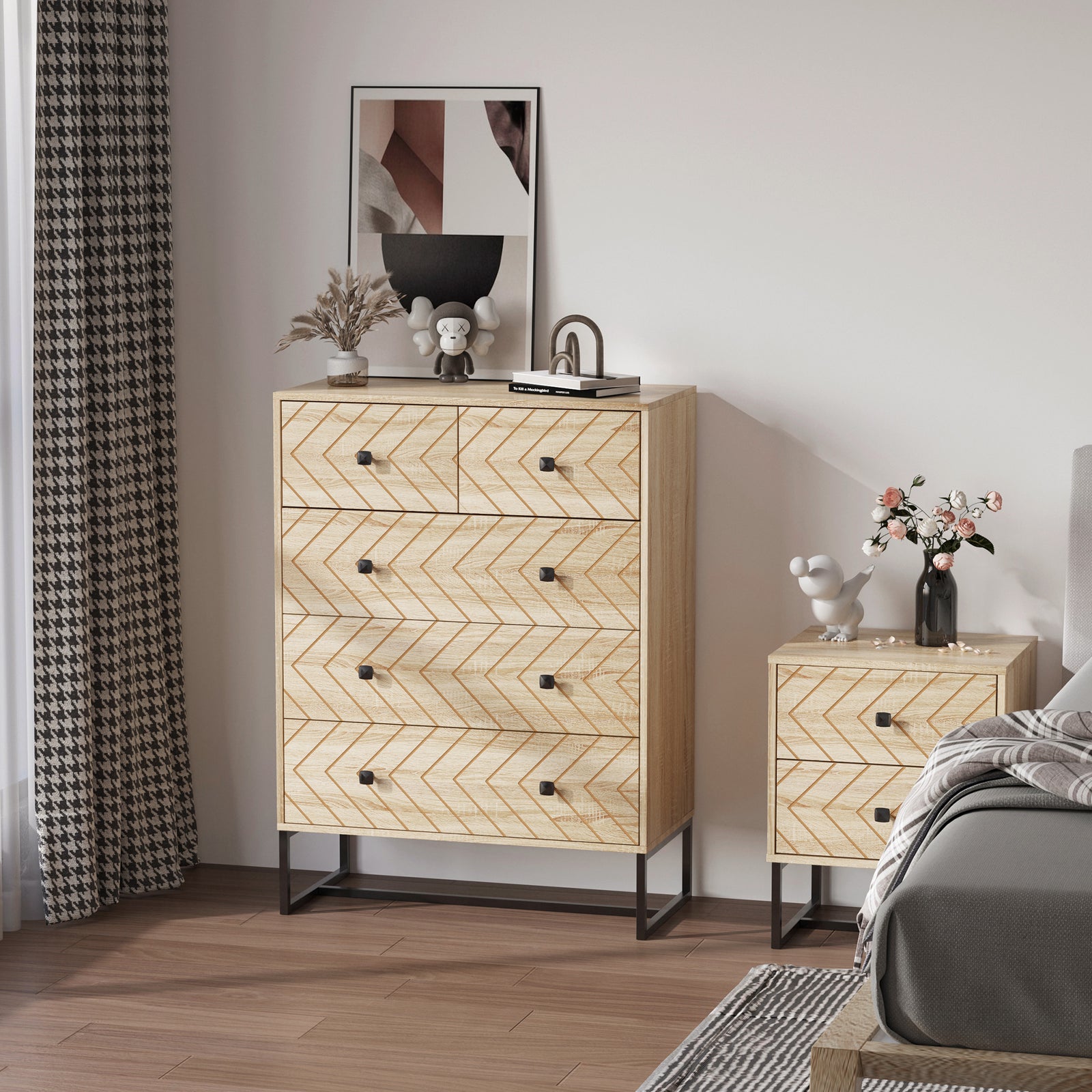 Chest Of 5 Drawers Storage Unit Anti Tip & Top