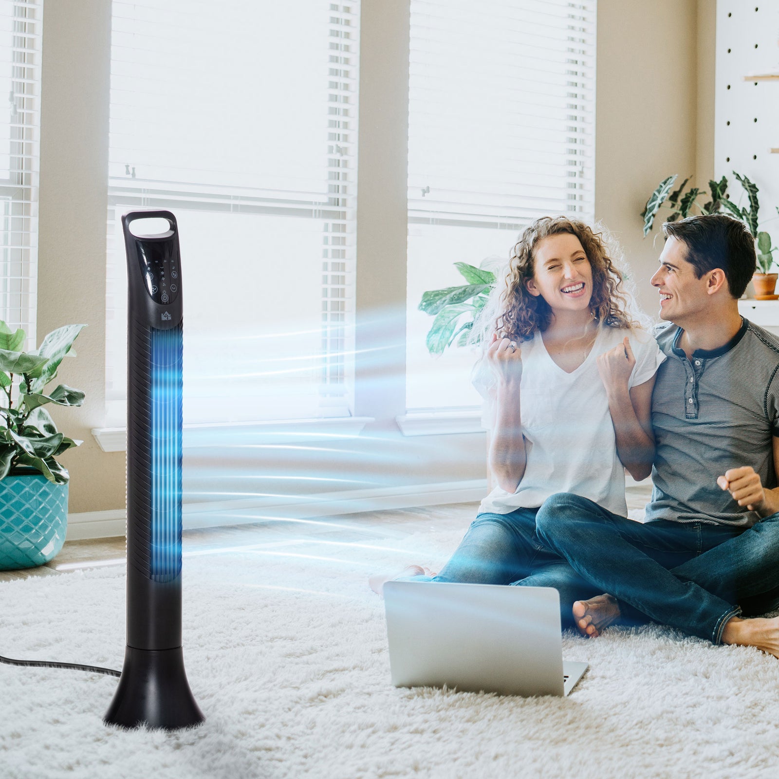 Led 36 Inch Tower Fan 70° Oscillation 3 Speed Remote | One Size | Black