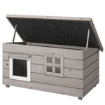 Pawhut Wooden Cat House Outdoor With Openable Top, Asphalt Roof, Window Grey