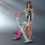 Folding Exercise Bike - Adjustable Resistance & Seat Height | White
