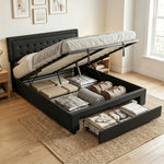 HOMCOM 5ft King Size Ottoman Bed With Gas Lift End Opening, Black