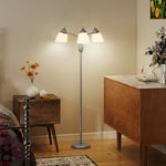 HOMCOM Tree Floor Lamp With 3 Adjustable Light, Standing Lamp, Silver Tone