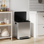 2 X 25l Double Kitchen Bin, Pedal Bin With Soft-close Lid | Silver