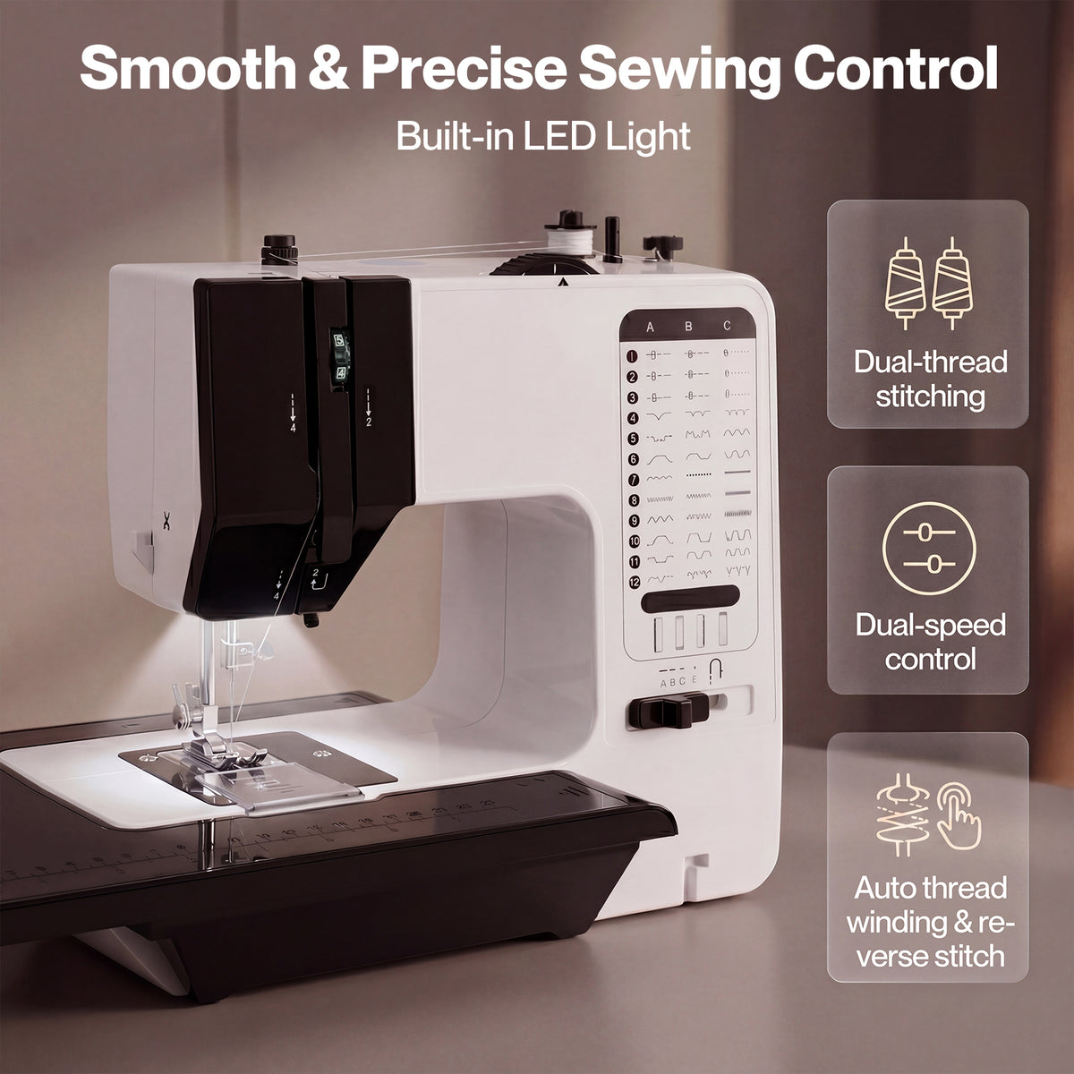 Mini Sewing Machine Portable Electric Household Diy Sewing Kit Pedal | White