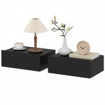 HOMCOM Floating Bedside Table Set Of 2, Wall-mounted Nightstand, Black