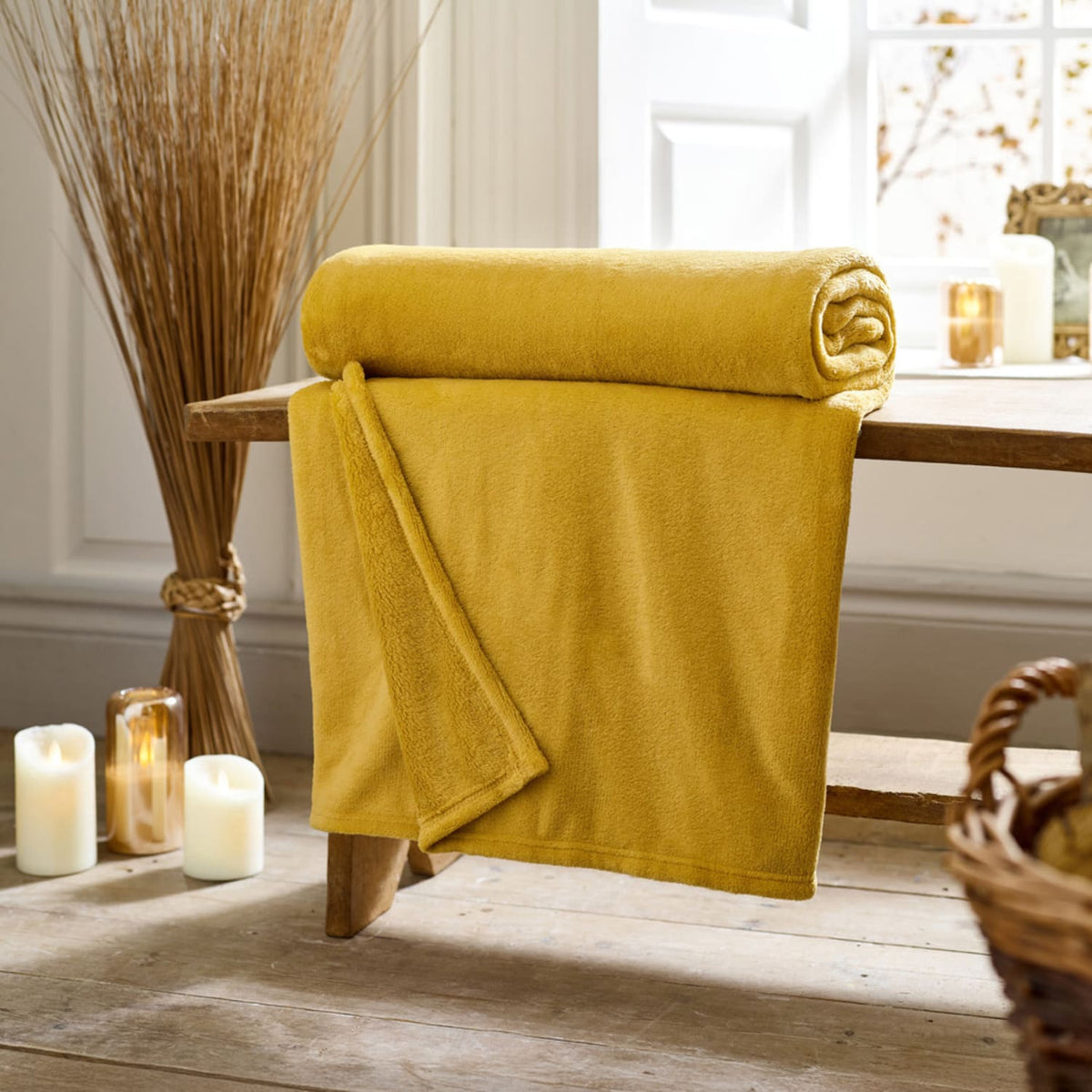 Snuggle Touch Supersoft Fleece Throw | 150cm x 200cm | Ochre