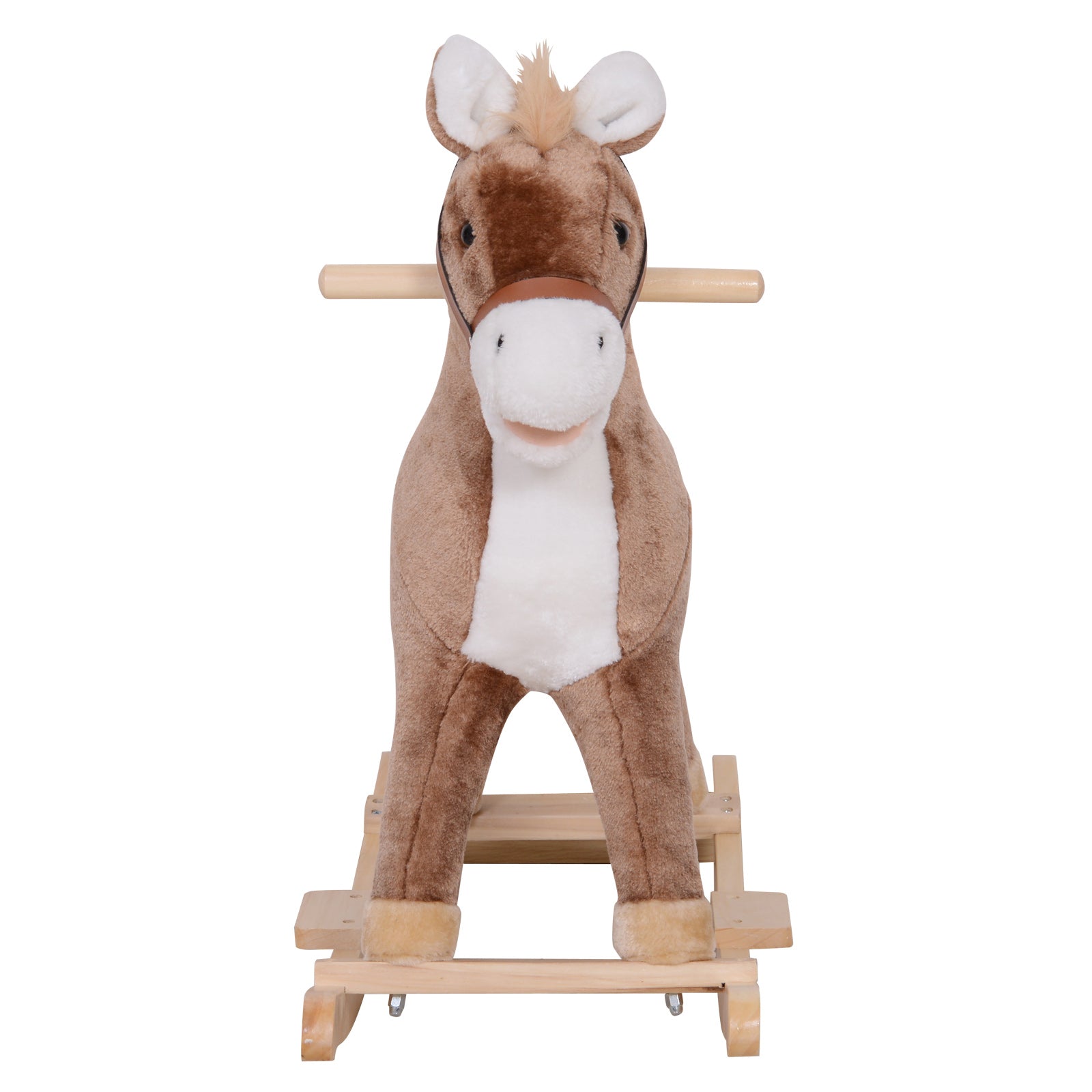 Kids Rocking Horse Wooden Plush Age 3+ Children Ride On Toy Rocker Baby