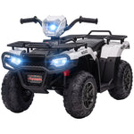 12v Electric Quad Bike For Kids W/ Led Headlights, Music | White