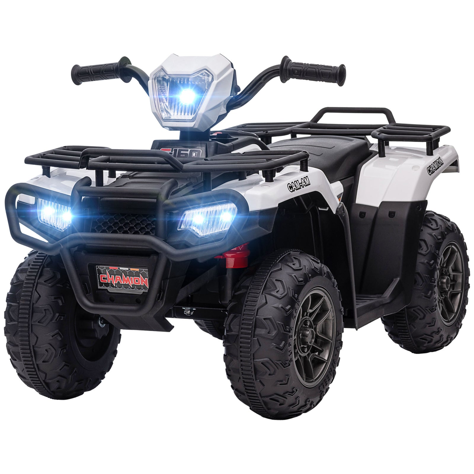 12v Electric Quad Bike For Kids W/ Led Headlights, Music | White