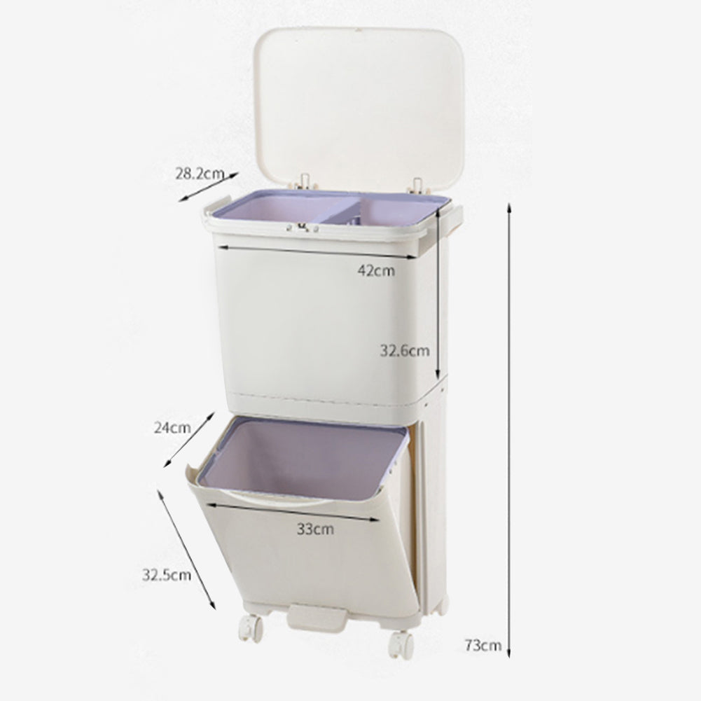 Rubbish Dustbin Recycling Bin Rubbish Trash Home Kitchen White | 38l | White