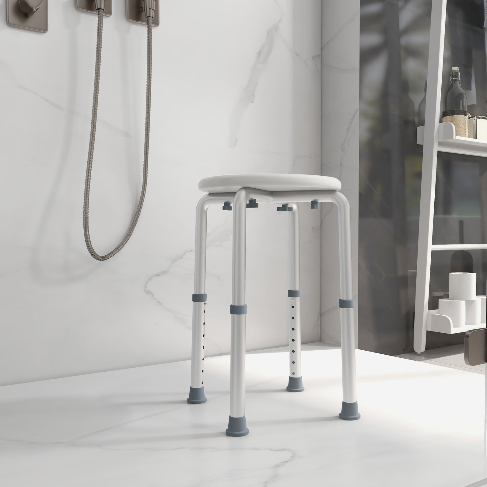 Bath Chair Height Adjustable Shower Seat For Elderly | One Size | White