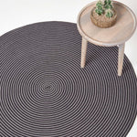 Handmade Woven Spiral Braided Rug | 120cm | Black & Grey