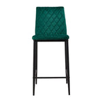 Set Of 2 Modern Velvet Upholstered Bar Stools With Diamond-quilted Backrest & Metal Legs