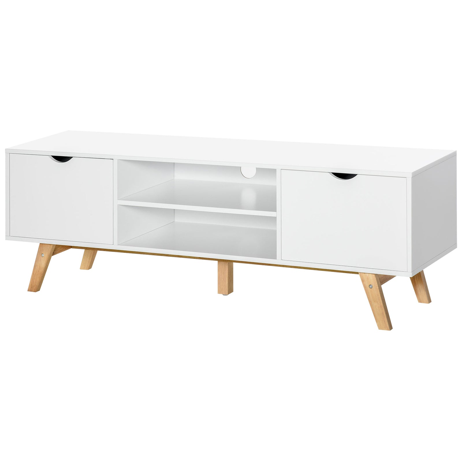 Elegant Tv Stand Storage Unit W/ Wood Legs