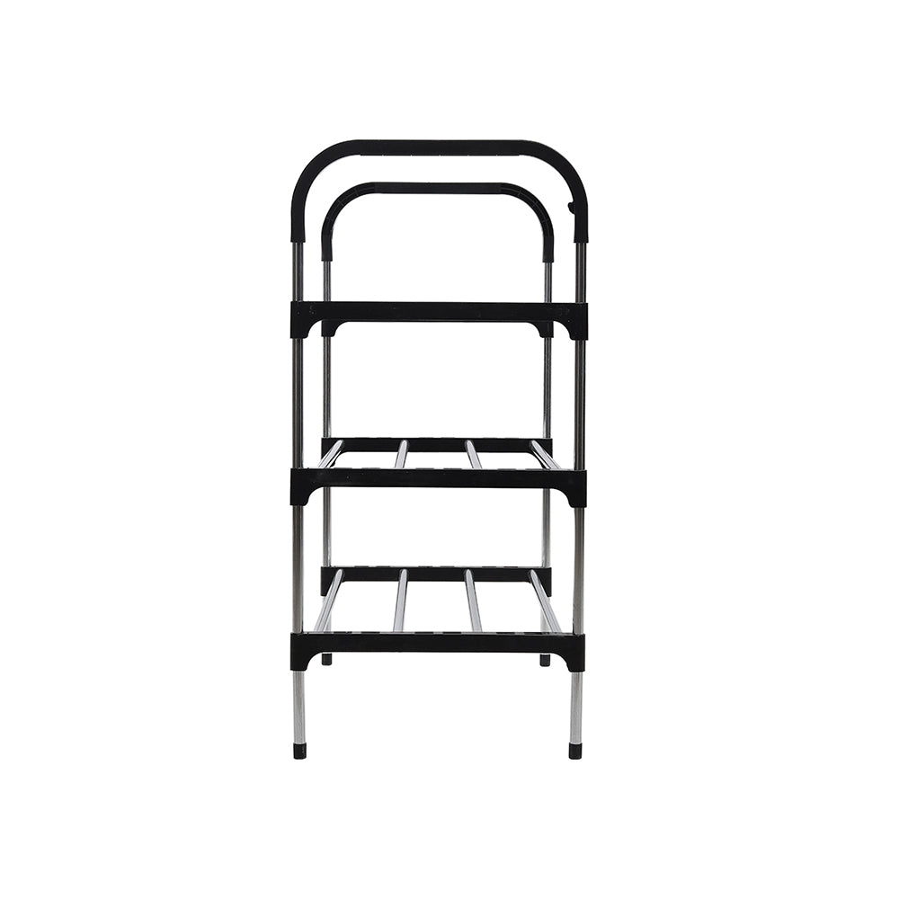Multi Tiers Shoe Rack Organizer Stackable Space Saving Shoe Shelf | 3 | Black