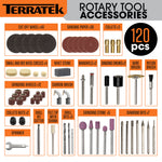 Rotary Tool Kit 135w & Accessory Set Variable Speed 8000-33000rpm Ideal For Diy Woodwork & Hobby Craft Dremel Compatible | 120 Piece Kit + Case | Grey