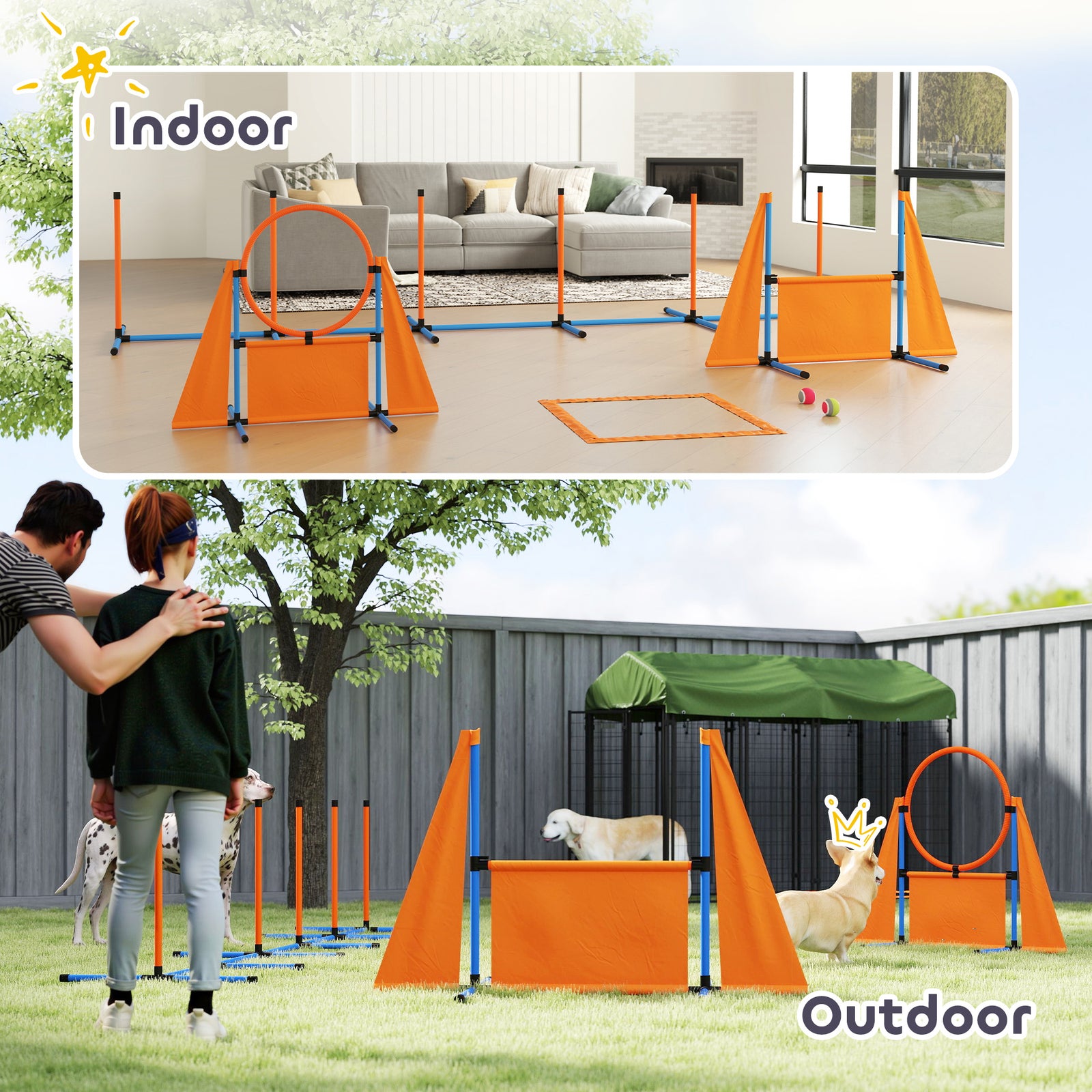 6 Pieces Dog Agility Equipment, Obstacle Training Course Kit, Orange