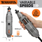 Rotary Tool Kit 135w & Accessory Set Variable Speed 8000-33000rpm Ideal For Diy Woodwork & Hobby Craft Dremel Compatible | 120 Piece Kit + Case | Grey