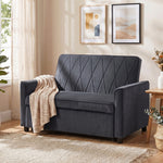 2 Seater Sofa Bed, 3-in-1 Velvet Pull Out Sleeper Sofa | Dark Grey