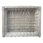 Wicker Grey Wash Wooden Handled Storage Basket | Extra Large | Gray