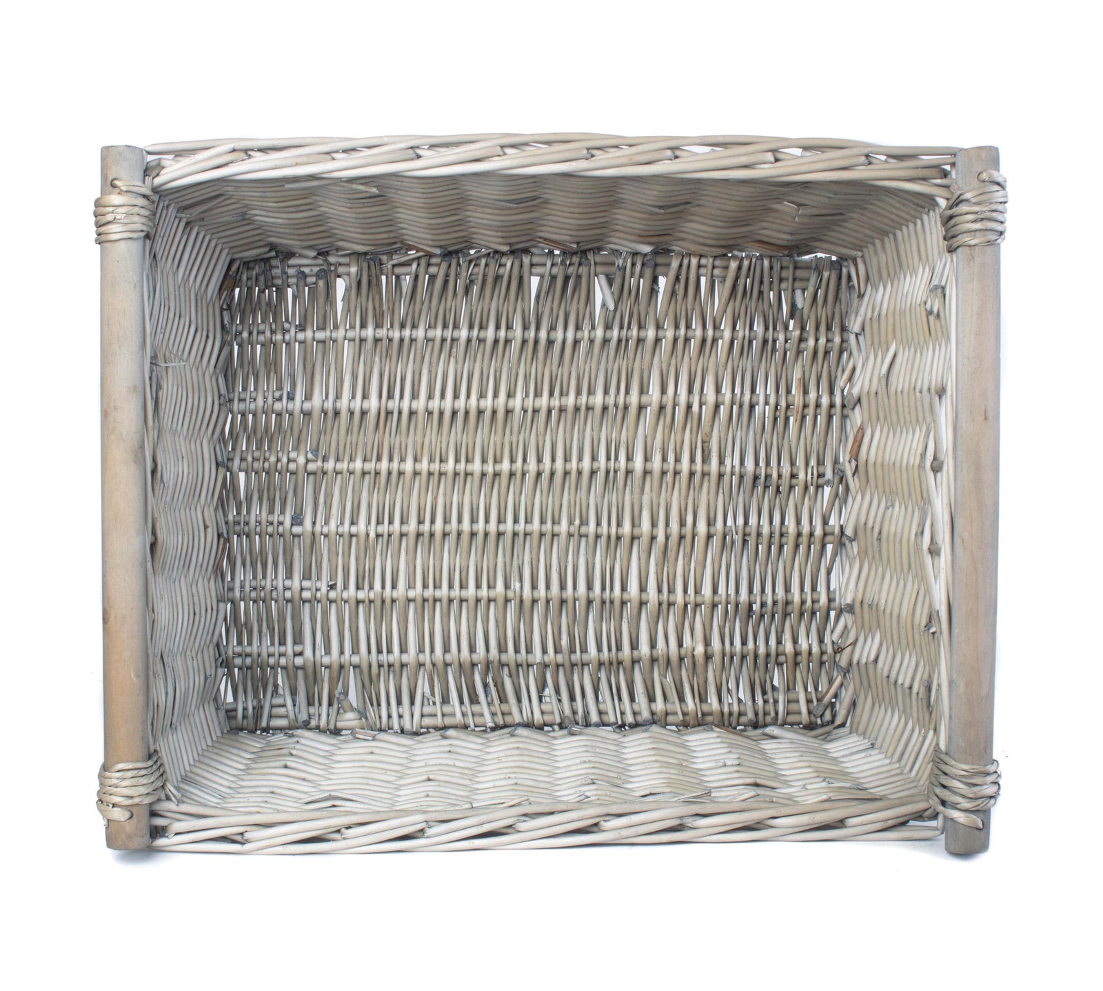 Wicker Grey Wash Wooden Handled Storage Basket | Extra Large | Gray
