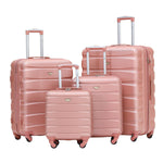 Set Of 4 Hard Suitcases Cabin & Hold Luggage - Underseat Cabin, Overhead Cabin With Medium And Large Checkin Hold Suitcases Set | Set-of-4 | Rose