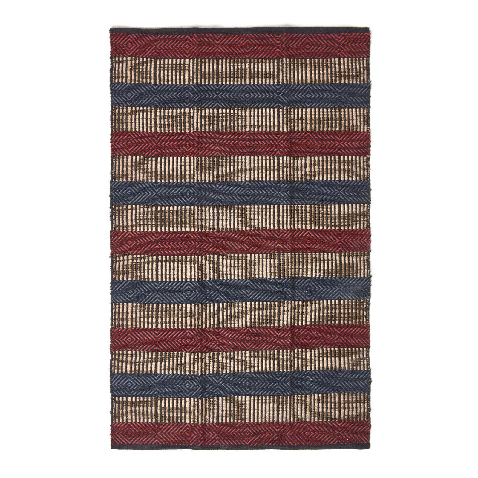 Multicolour Striped Jute Rug | 60cm x 100cm | Blue