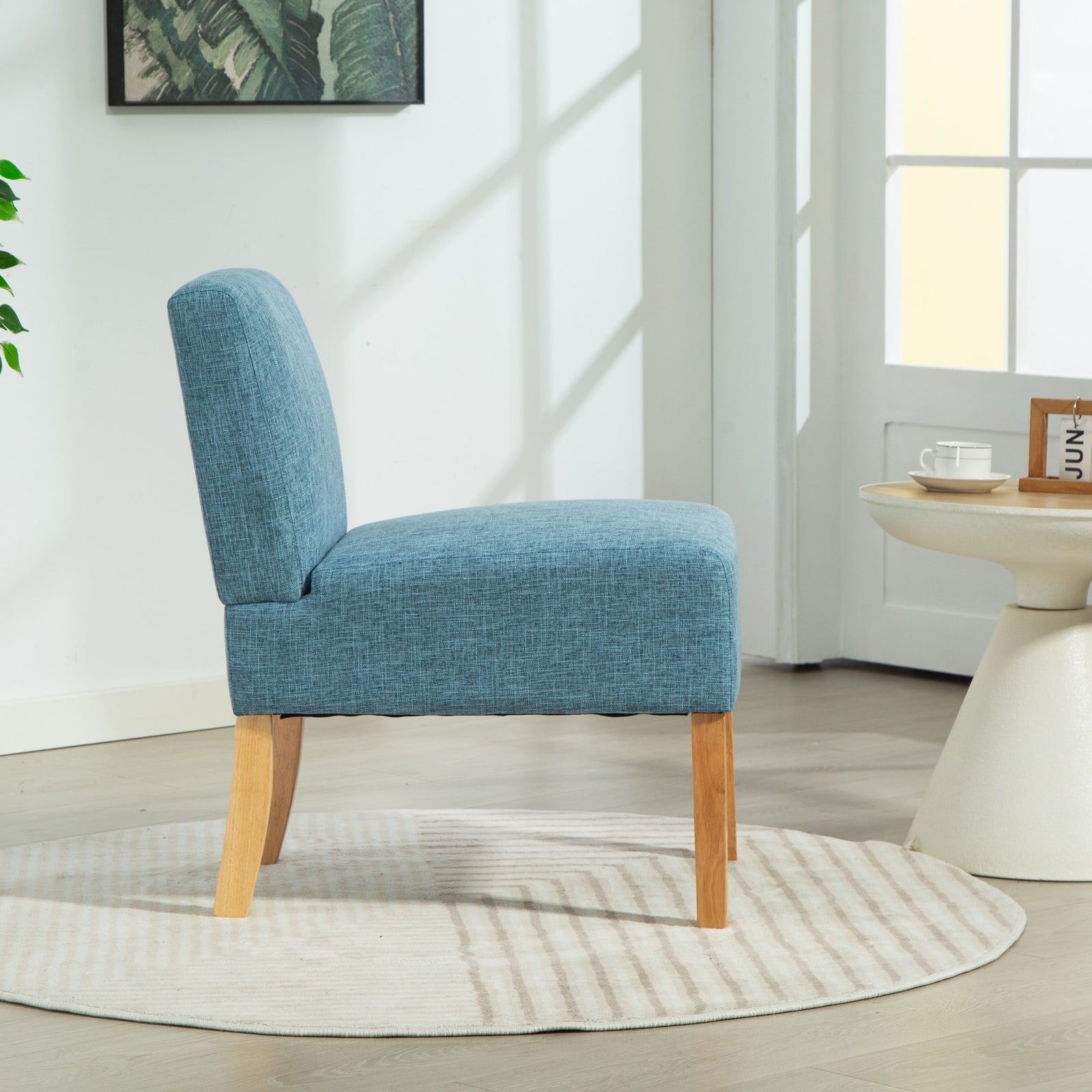 Selina Fabric Armless Accent Chair | Teal