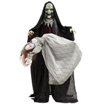 HOMCOM Halloween Animated Standing Witch With Floating Ghost Decoration