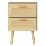 Levede Bedside Table Rattan 2 Pack Drawers Nightstand 57cm Bedroom Bamboo