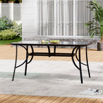 Rectangular Tempered Glass Outdoor Coffee Table With Parasol Hole - 120/150cm W X 80/90cm D X 72cm H | Large | Black