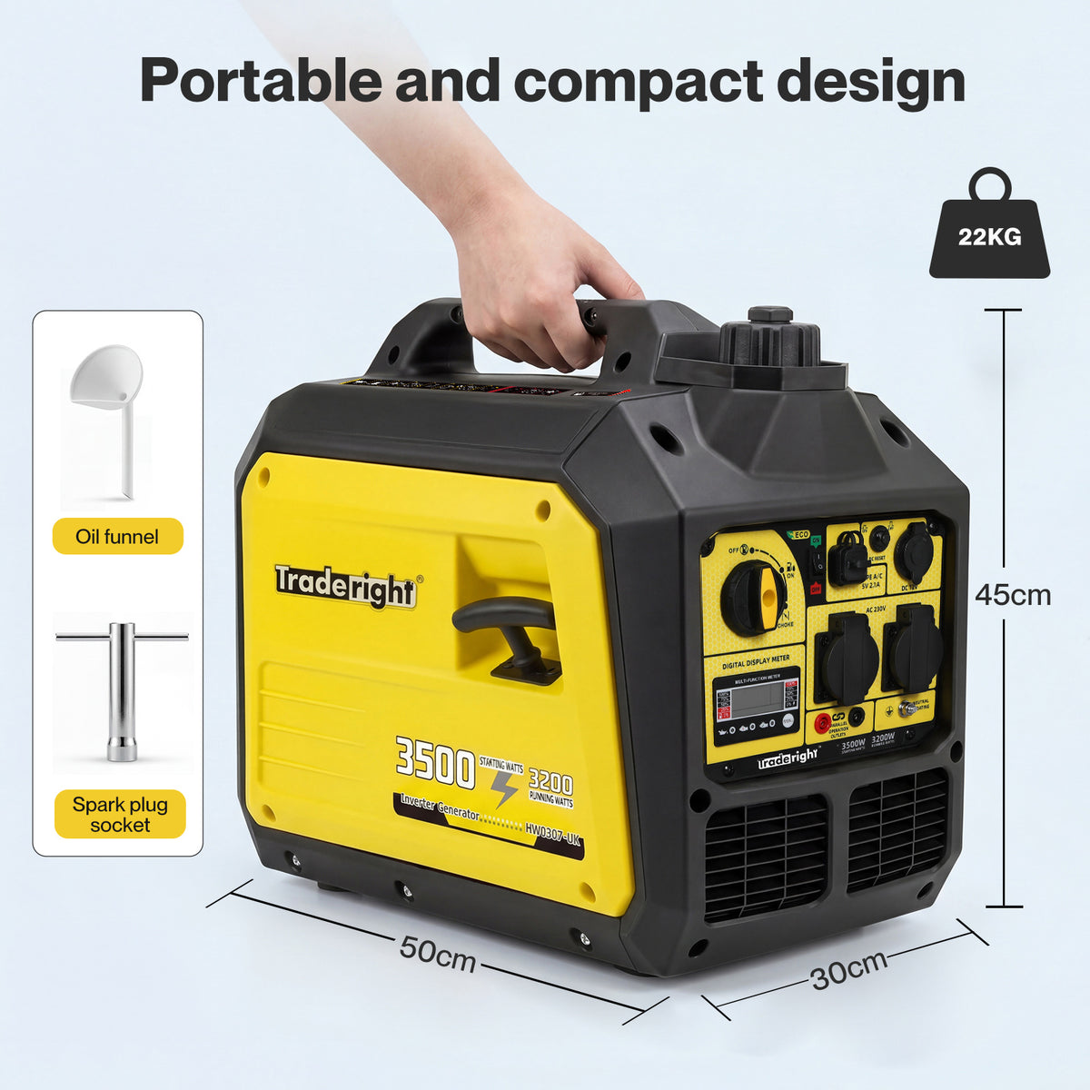 Inverter Generator 3500w Portable Petrol Quiet Backup Power Pure Sine | Yellow