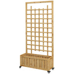 Wooden Trellis Planter With Wheels & Bed Liner
