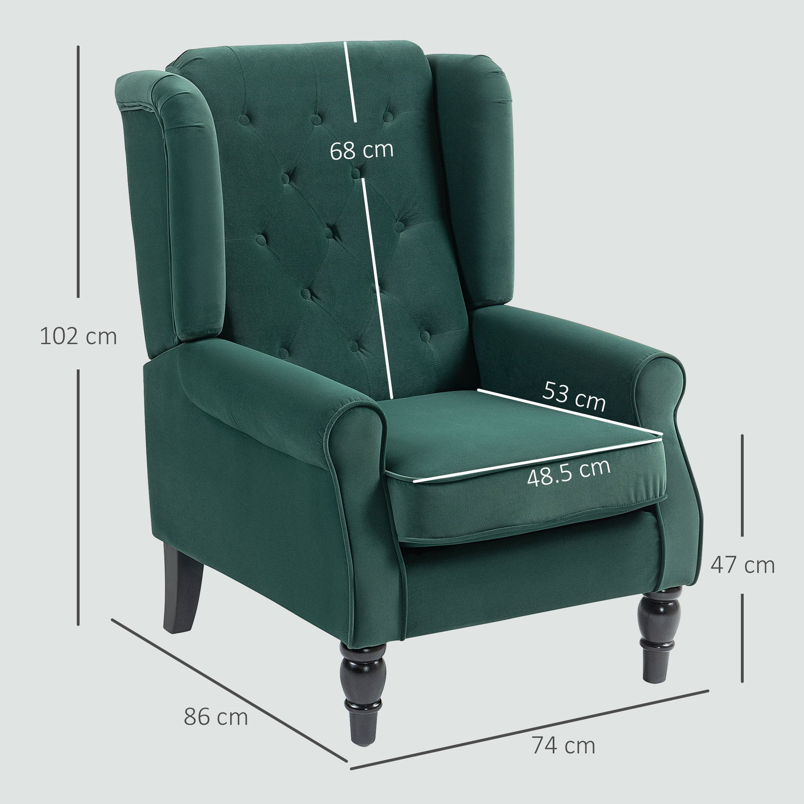 Accent Armchair Home Furniture Retro Tufted Club Fabric | Green